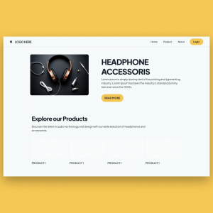 Headphone Website landing Page Ui Design Template Download For Free