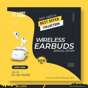 new design earbuds model offer social media and template post