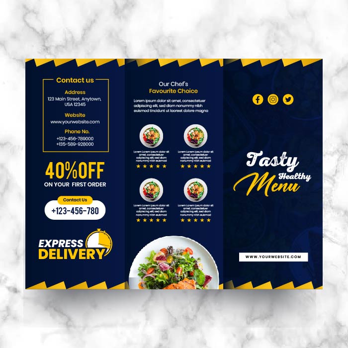 Premium trifold brochure template  fast food menu brochure vector