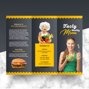 Premium Food trifold brochure template  fast food menu brochure for restaurant