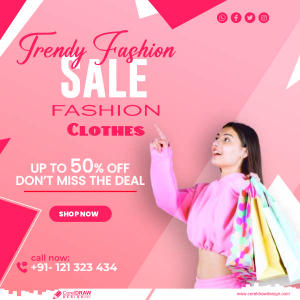 Trending fashion sale clothes offer, clothes sale poster,banner design