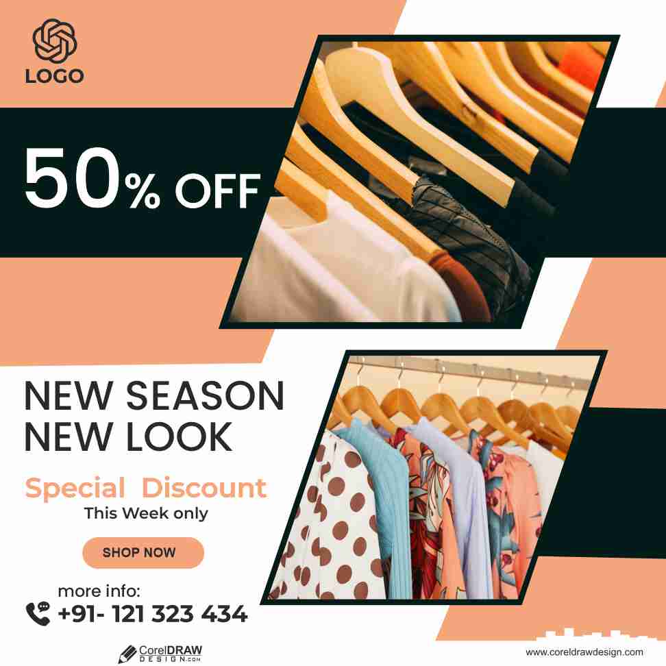 New clothes sale offer banner, poster and Social media post designs