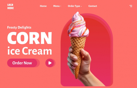 Ice Cream Website Landing Page ui Design For Free With Cdr File