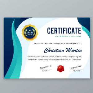 Corporate company blue certificate template vector