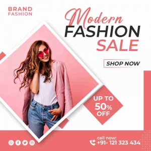 modern fashion sale offer banner, poster and social media clothes sale design