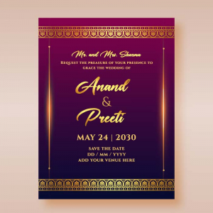 Elegant Indian Festival Golden Wedding Invitation card vector