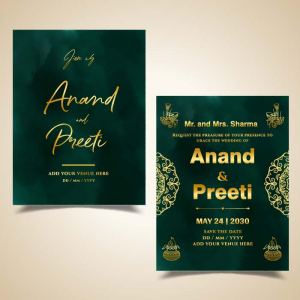 Royal Elegant Indian Festival Golden Wedding Invitation card vector