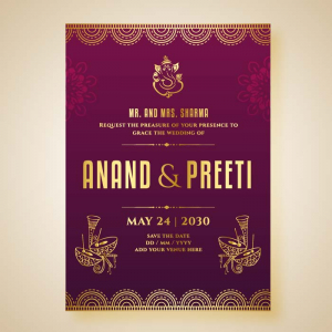 Traditional Indian Festival Golden Wedding Invitation card vector