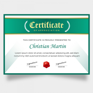 Elegant green corporate appreciation certificate vector