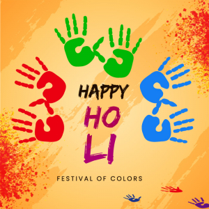 Colorful Indian festival happy holi hands vector