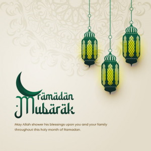 Glowing lantern lamp islamic festival ramadan mubarak vector wishes card