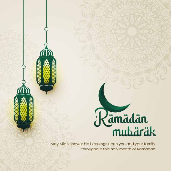 Islamic festival ramadan mubarak wishes card free vector