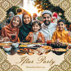 Ramadan Mubarak Iftar time with family HD Image Download for free