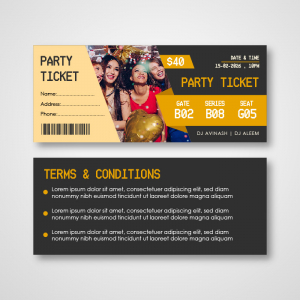 Double sided  party event ticket for couples vector free
