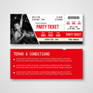 Professional Double sided  party event ticket for couples vector free
