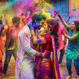Lover Playing Holi Stock Image HD Download For Free