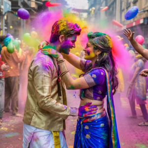 South indian Boy and Girl Playing Holi Hd Stock Image Download For Free