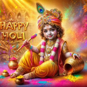 Cute Shree Krishna Happy Holi Hd Ai Generated Image Download For Free