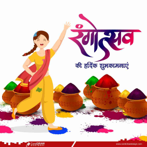 a girl play holi with colours, happy holi celebration vector image