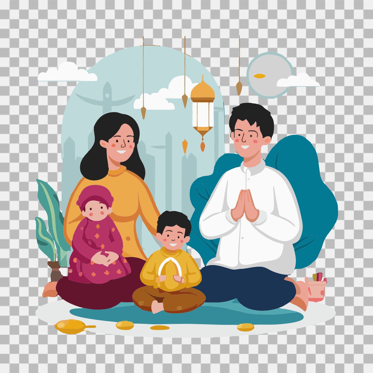 Praying in Ramadan with family stock image