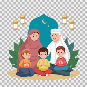 Prayers in Ramadan with family stock image