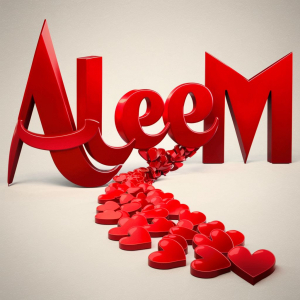 Aleem name 3D image with Hearts, 3D name of Aleem