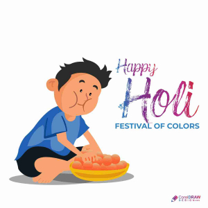 A boy eat sweets, happy holi vector image 
