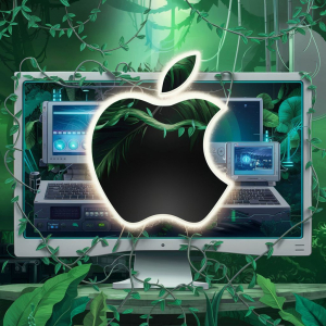 amazing apple logo with green forest