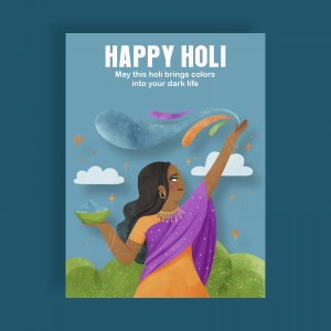 Happy Holi 3d Vector illustration With Girl Download For Free With Cdr File