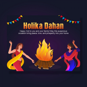 Holika Dahan 2024 Wishing Greeting illustration Download For Free