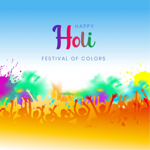 Holi celebration festival party wishes card free vector