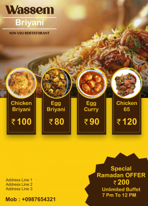 Non-Veg Briyani Food Flyer Template Ramadan Special Free Vector Cdr Download For Free