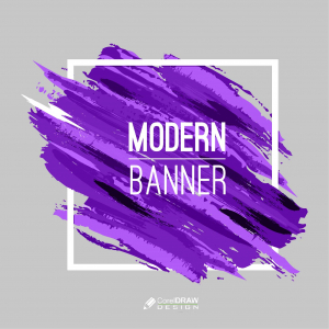 Modern brush stroke purple banner vector free
