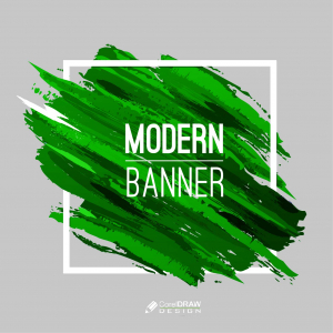 Modern brush stroke green banner vector free