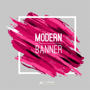 Modern brush stroke pink banner vector free