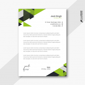Professional green geometric letterhead free vector template