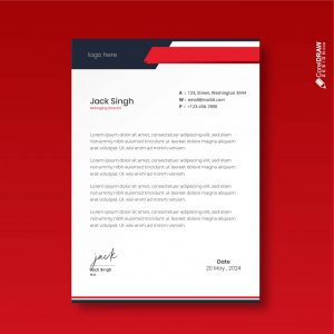 Company red letterhead free vector template
