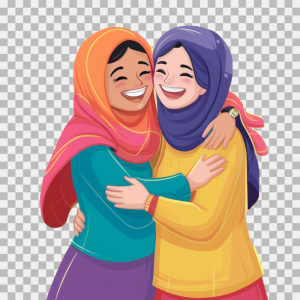 Eid Mubarak wishing girls Cartoon characters download for free