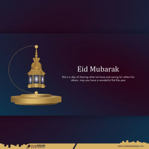 Traditional Lantern Eid Mubarak template vector cdr