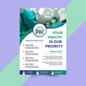 Professional gradient hospital medical flyer vector free