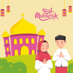 Eid Mubarak illustration Wishing Greeting Free Cdr Download