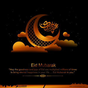 Traditional chand & Golden Sky Eid Mubarak template vector cdr