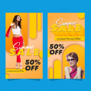 Summer sale shopping instagram stories, sales promotion, high quality CDR templates for free download on CorelDrawDesign