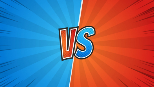 Versus YouTube Thumbnail Blue Red Comic Style Creative