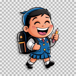 school student cartoon character in 2D image download for free