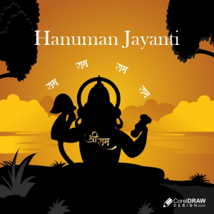 shree ram hanuman jayanti vector image design background