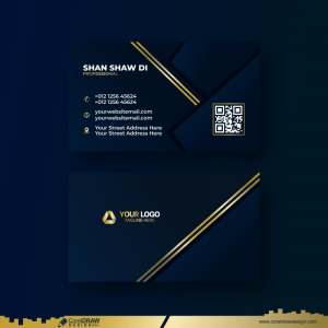 blue & golden business card Premium Vector