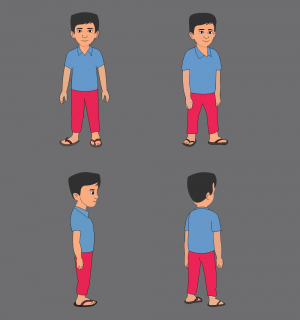 Young Cartoon Chracter TurnAround Design and Creativity for free in Corel Draw Design Vector