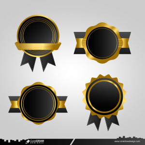 golden badges isolated vector design download