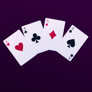Vector quad aces card suits on dark Purepl background poker and casino vector illustration